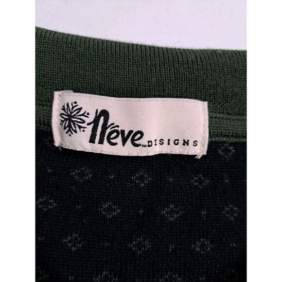 Neve Wool Sweater Fair Isle Zip Nordic Fair Isle Green Black Snowflake Ski - Picture 3 of 10
